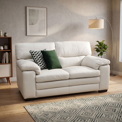 World of Leather 'Cozee' Nw-521e Frost White Pure Premium Leather 2 Seater Sofa