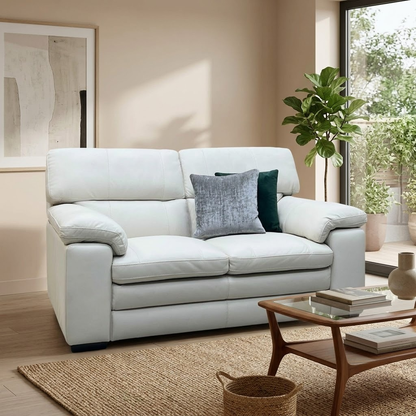 World of Leather 'Cozee' Nw-521e Frost White Pure Premium Leather 2 Seater Sofa