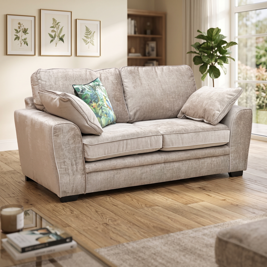 ‘Chalfont’ Adele Biscuit Brown Linen Fabric 2 Seater Sofa Sofology
