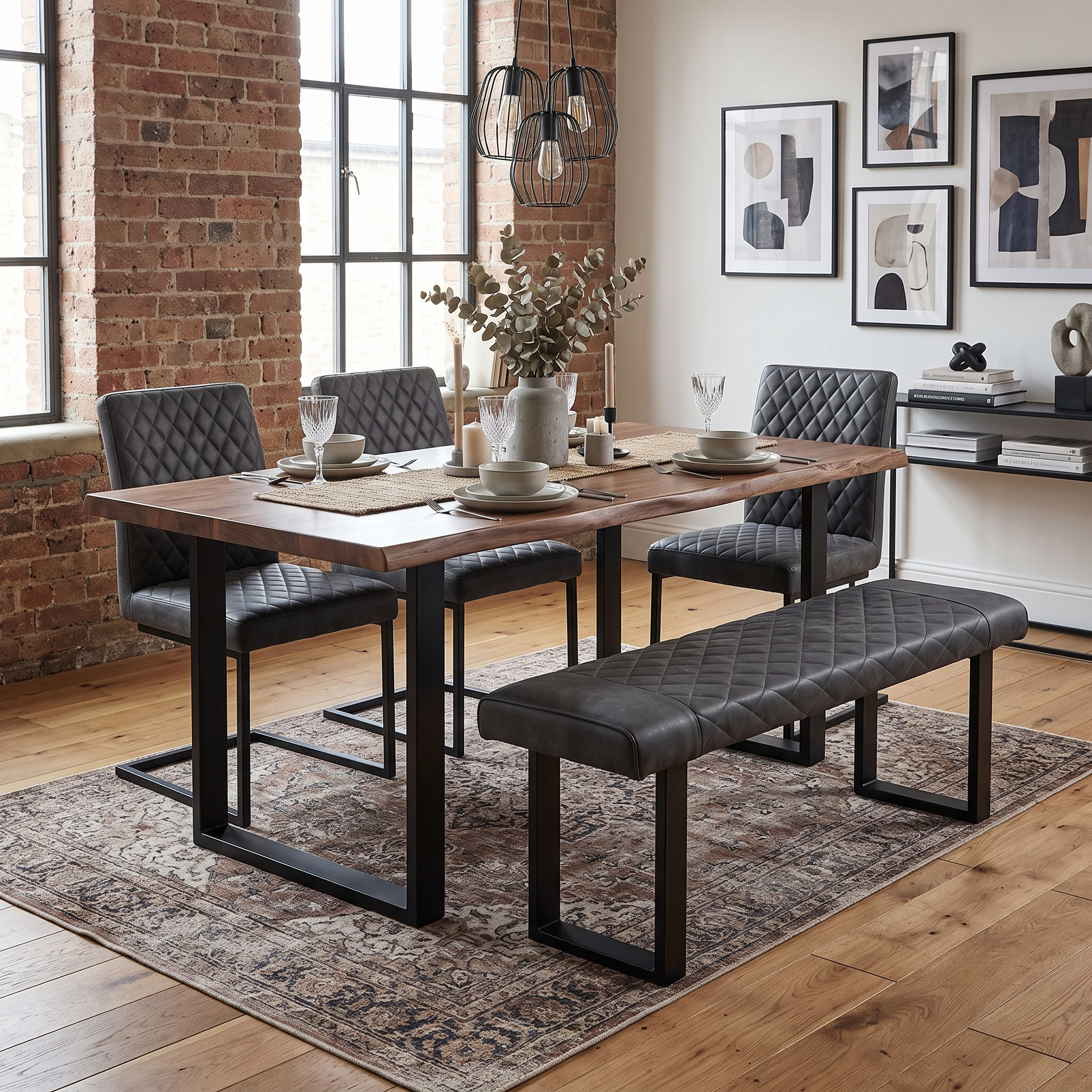 ‘Warrior' Grey Fabric Standard Dining Bench Furniture Village