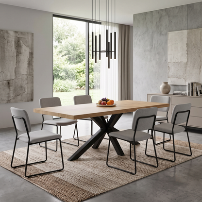 Bodahl ‘Terra’ 1 Oil Solid Oak Straight Top 220cm Dining Table with Metal Star Base Furniture Village