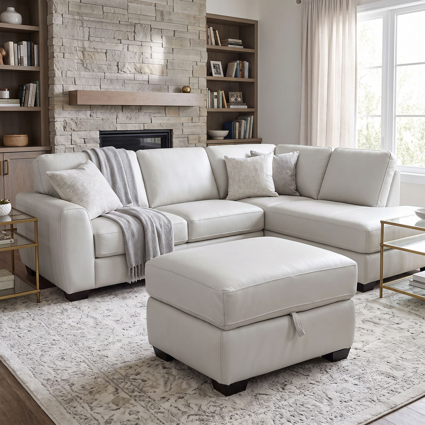 World of Leather ‘Nixon’ Nc-156e Frost White Leather Storage Footstool Furniture Village