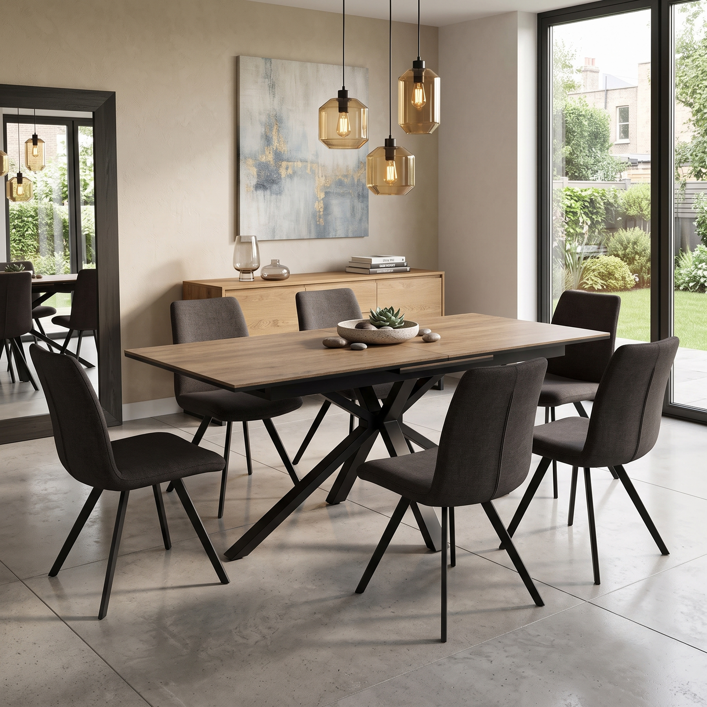 'Jupiter’ Dark Oak Pop Up Extending Dining Table Furniture Village