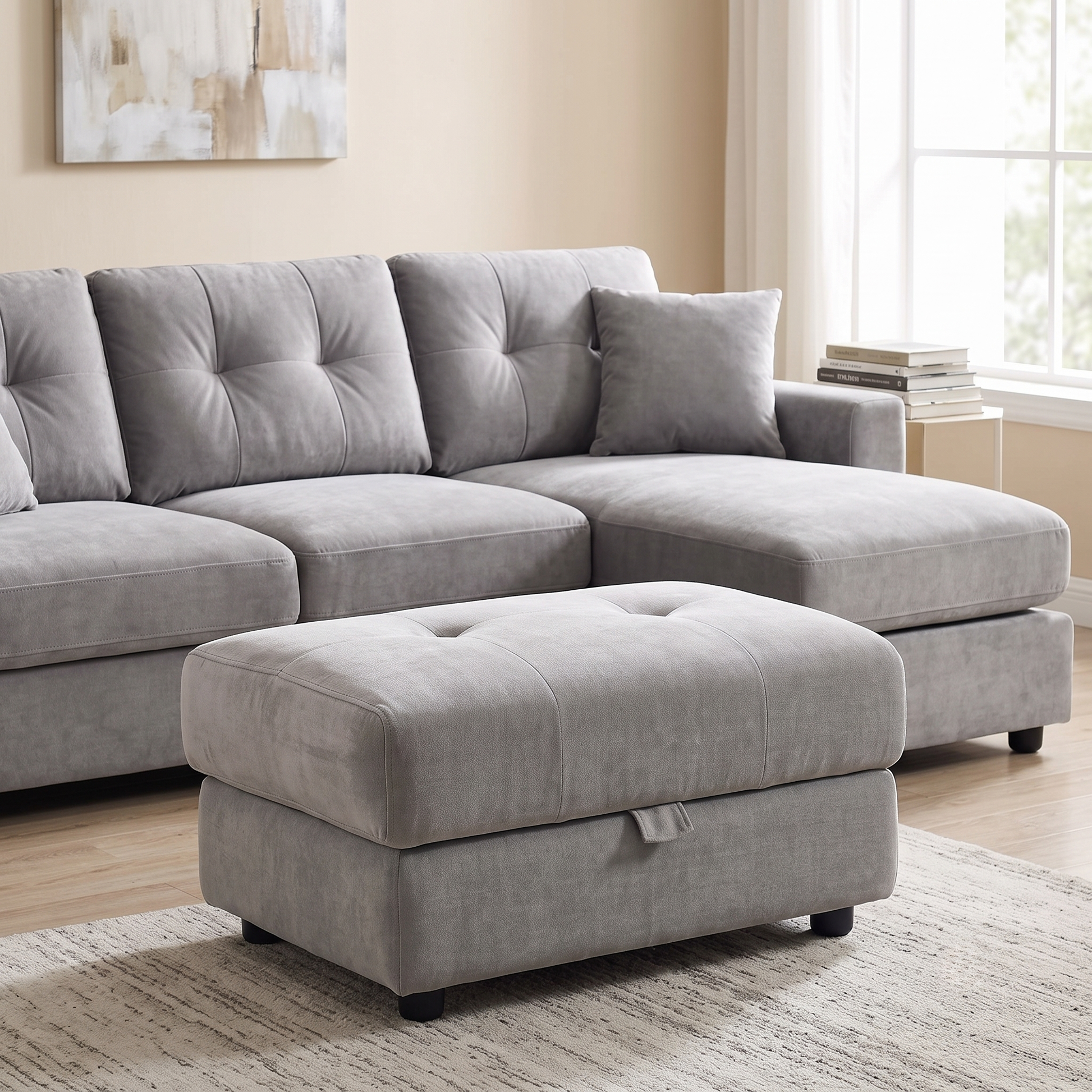 ‘Dinky’ Manhattan Nutmeg Fabric Large Storage Footstool Furniture Village