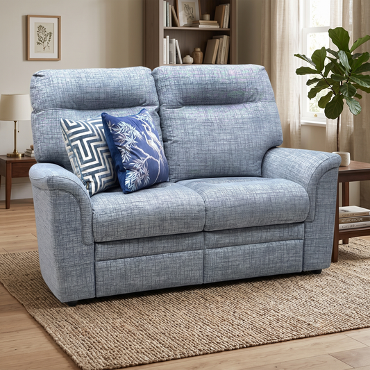 Parker Knoll 'Hudson 23' Dash Blue 001497-0080 Fabric 2 Seater Sofa Furniture Village