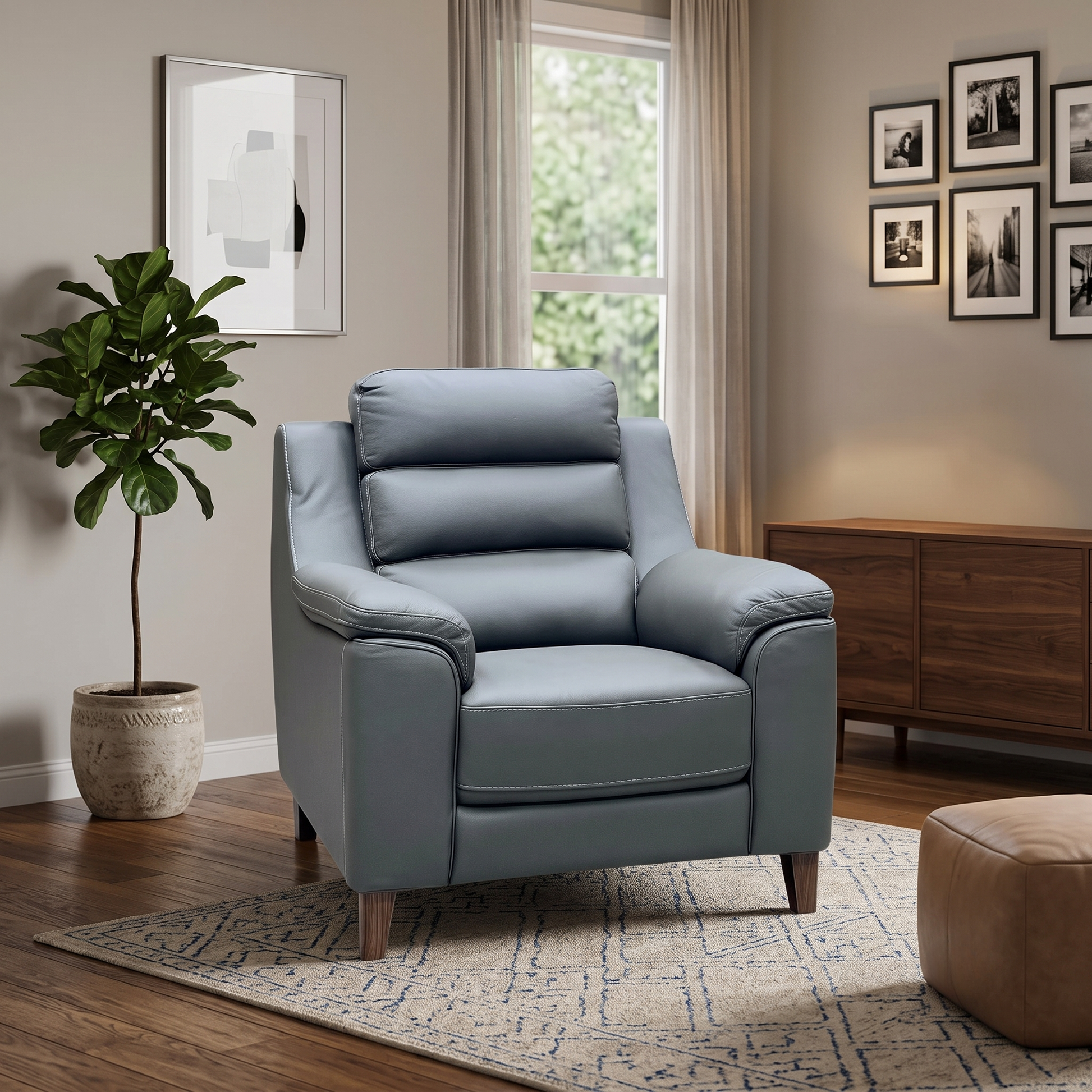 ‘Preston’ Dark Grey Full Leather Armchair Thornbrook (a Joseph James brand)