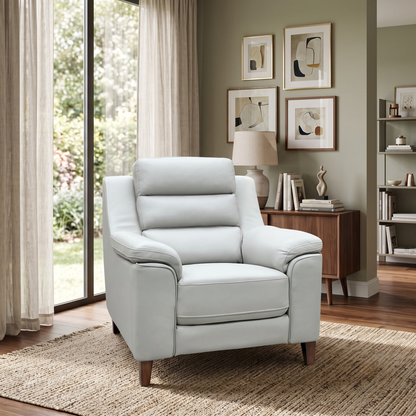 ‘Preston’ Pearl Grey Full Leather Armchair Thornbrook (a Joseph James brand)