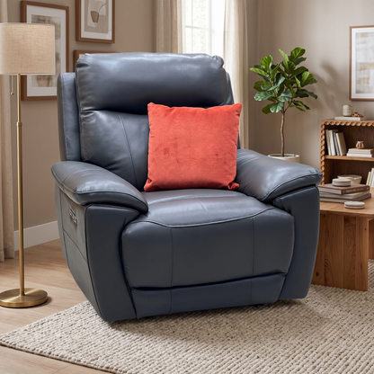 'Sloane' Cat-35_01 Florida Graphite Grey Leather Power Recliner Armchair Furniture Village