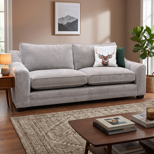 ‘Regency’ Aston Latte Fabric 3 Seater Sofa Furniture Village