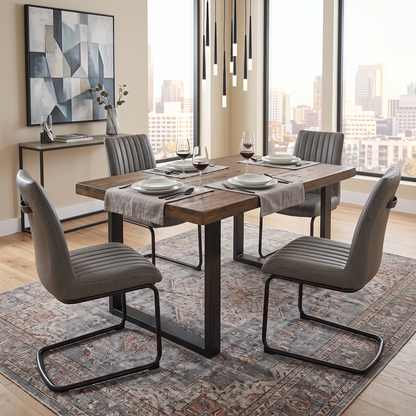 Bodahl 'Terra' Grey Leather Cantilever Dining Chairs - Set of 4 Furniture Village