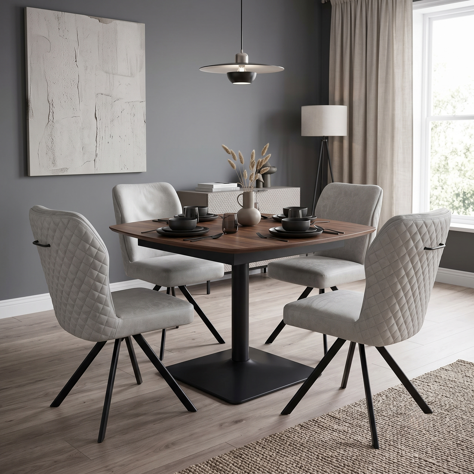 'Terra' Taupe Fabric Swivel Dining Chairs - Set of 4 Furniture Village
