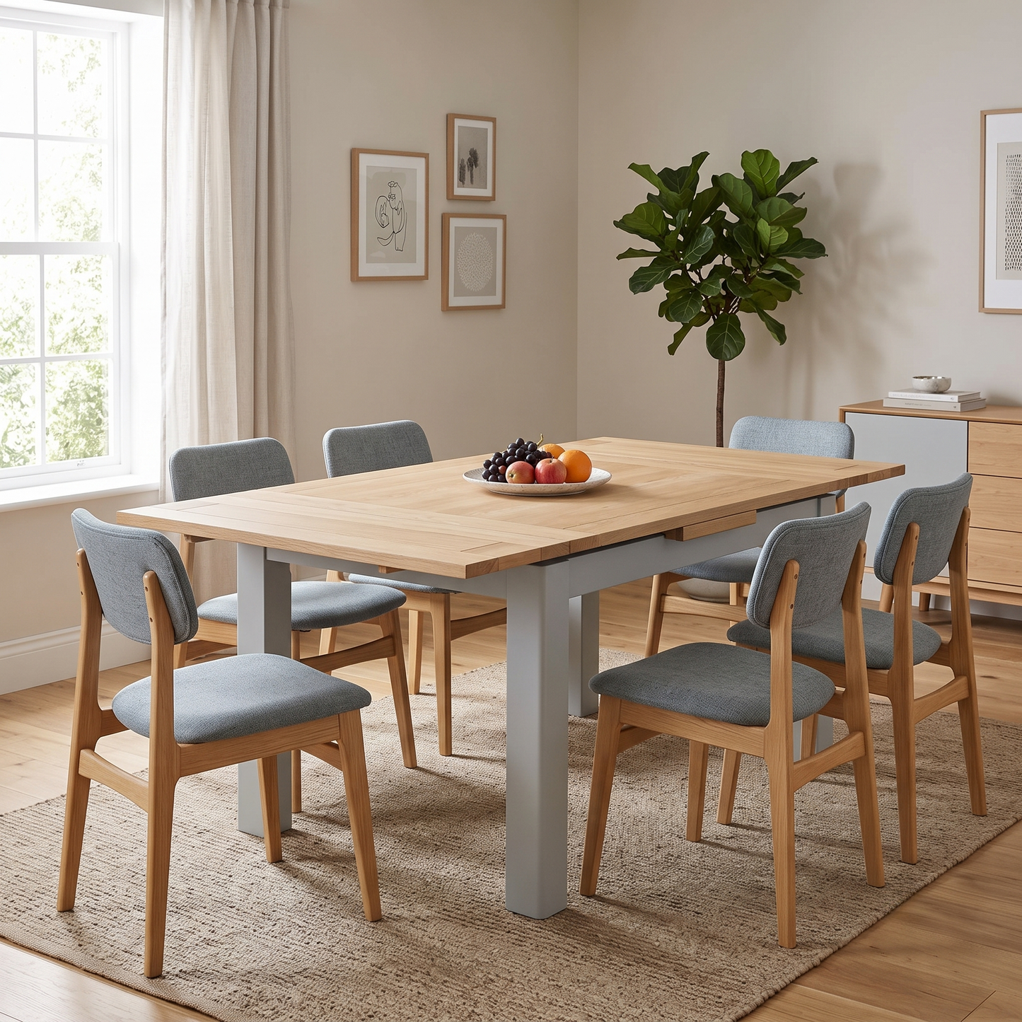 ‘Hamilton’ Solid American Oak Draw Leaf Extending Dining Table Furniture Village