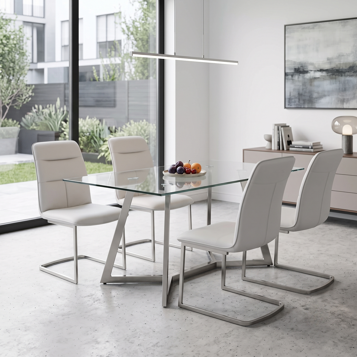 'Cashmere' Taupe Faux Leather Cantilever Dining Chairs - Set of 4 Furniture Village