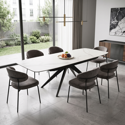 'Carrera' 180cm Pop Up Extending White Ceramic Dining Table Furniture Village