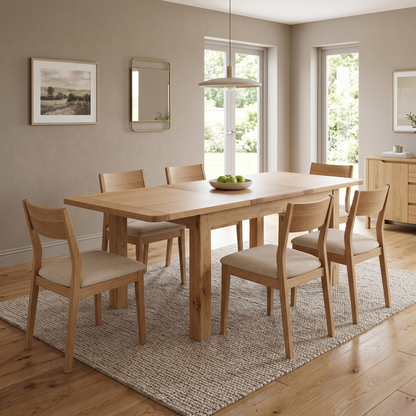 Furnitureland ‘Augusta’ Solid Oak 140cm Small Rectangular Extending Dining Table Furniture Village