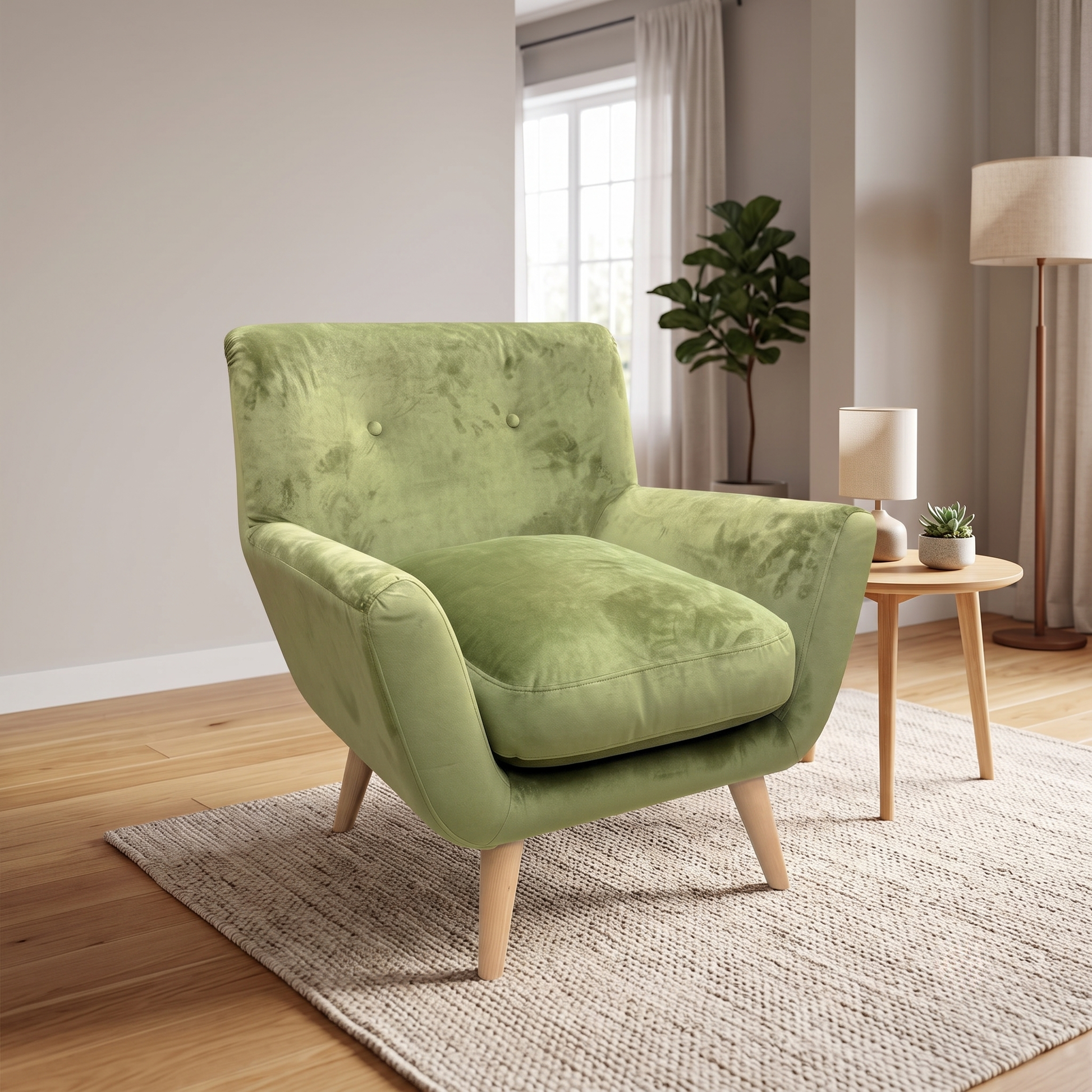 'Retro' Olive Velvet Accent Chair DFS
