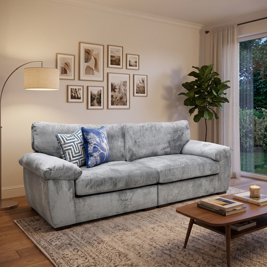 'Salerno' Light Grey Fabric Standard Back 4 Seater Split Frame Sofa Very.com