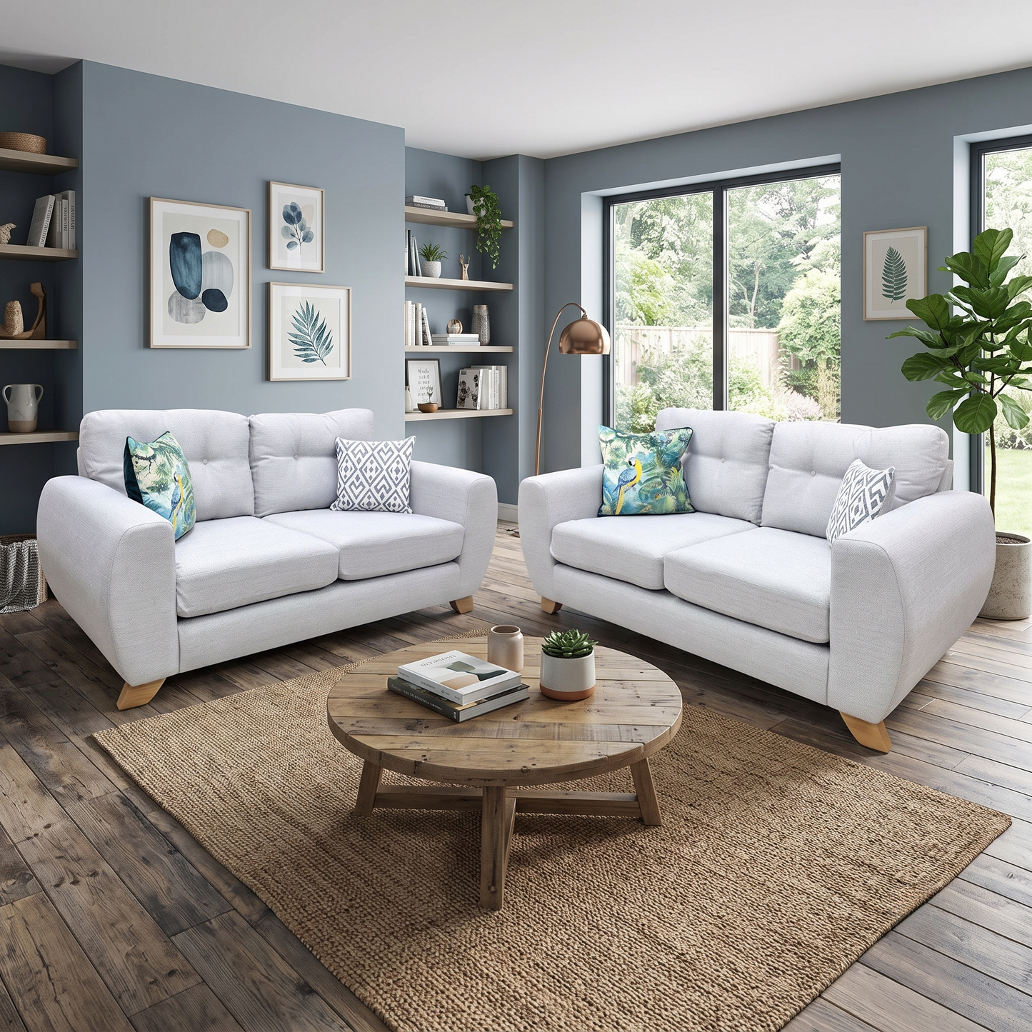 'Prent' Silver Fabric 2 + 2 Seater Sofa Set Very.com