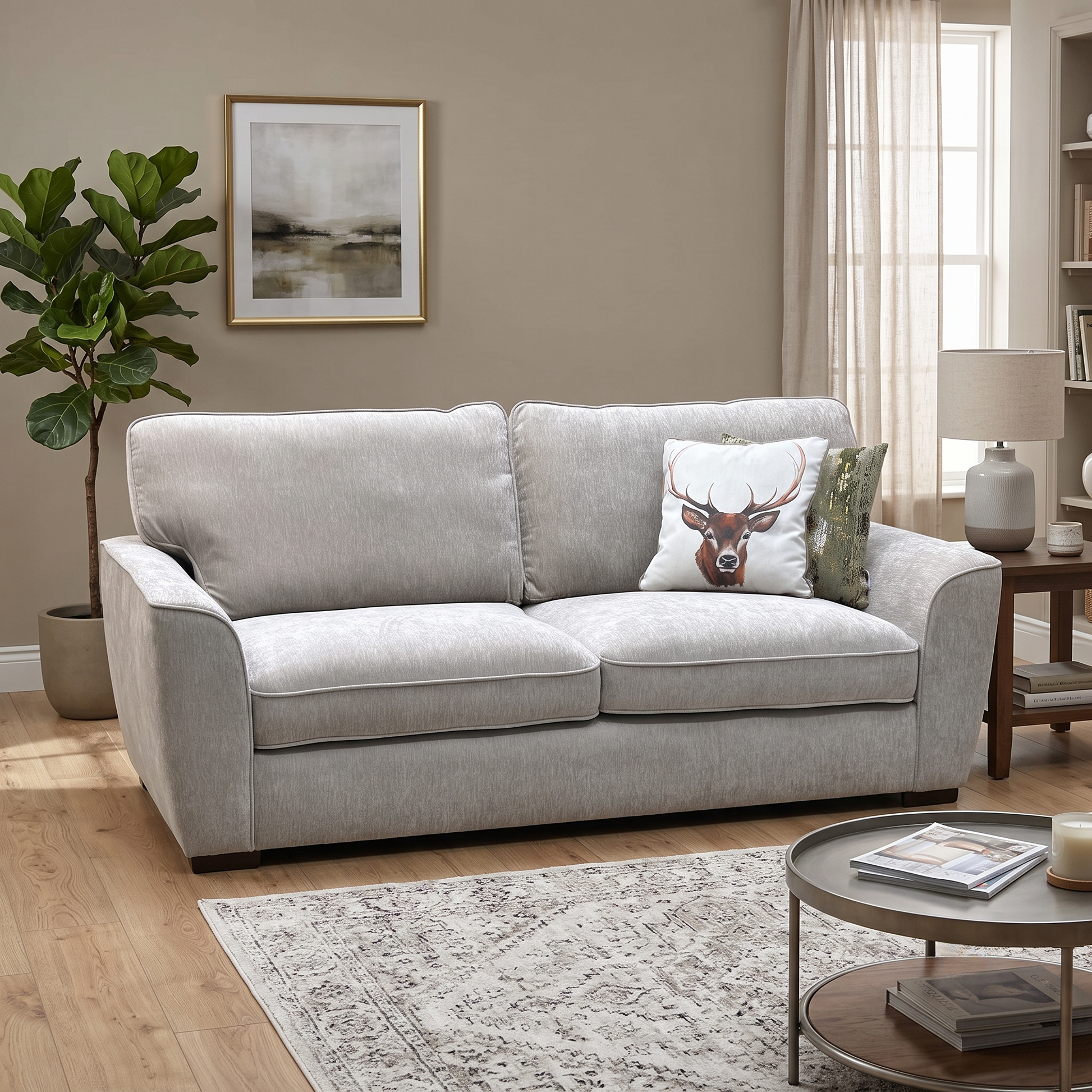 ‘Harlow’ Light Grey Fabric Standard Back 3 Seater Sofa Very.com