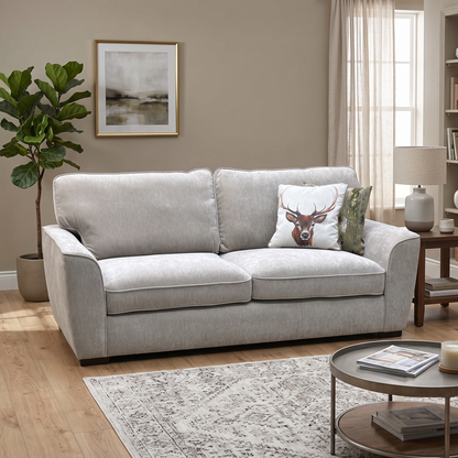 ‘Harlow’ Light Grey Fabric Standard Back 3 Seater Sofa Very.com
