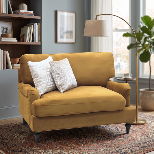 ‘Hampshire’ Muted Gold Fabric Loveseat Furniture Village