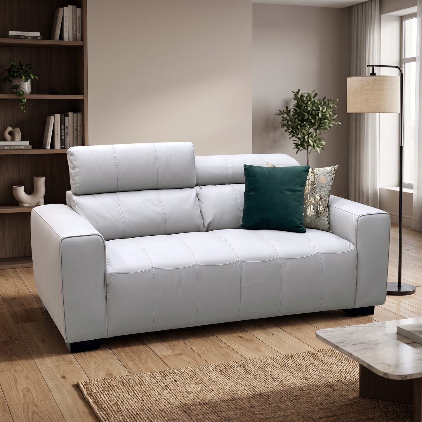 ‘Cannes’ Light Grey Italian Leather 2 Seater Sofa Very.com