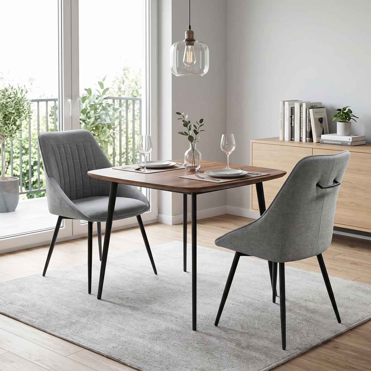 'Crete' Dark Grey Fabric Swivel Dining Chairs - Set of 2 Furniture Village