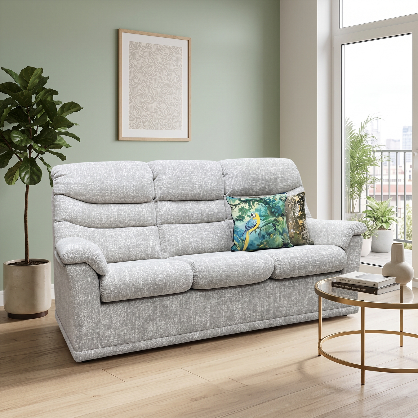 G Plan 'Malvern' B045 Aerial Horizon Grey Fabric 3 Cushion 3 Seater Sofa Furniture Village