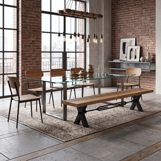 Bodahl 'Terra' 1 Oil Solid Oak Dining Bench with Tension Bolt X-Leg Furniture Village