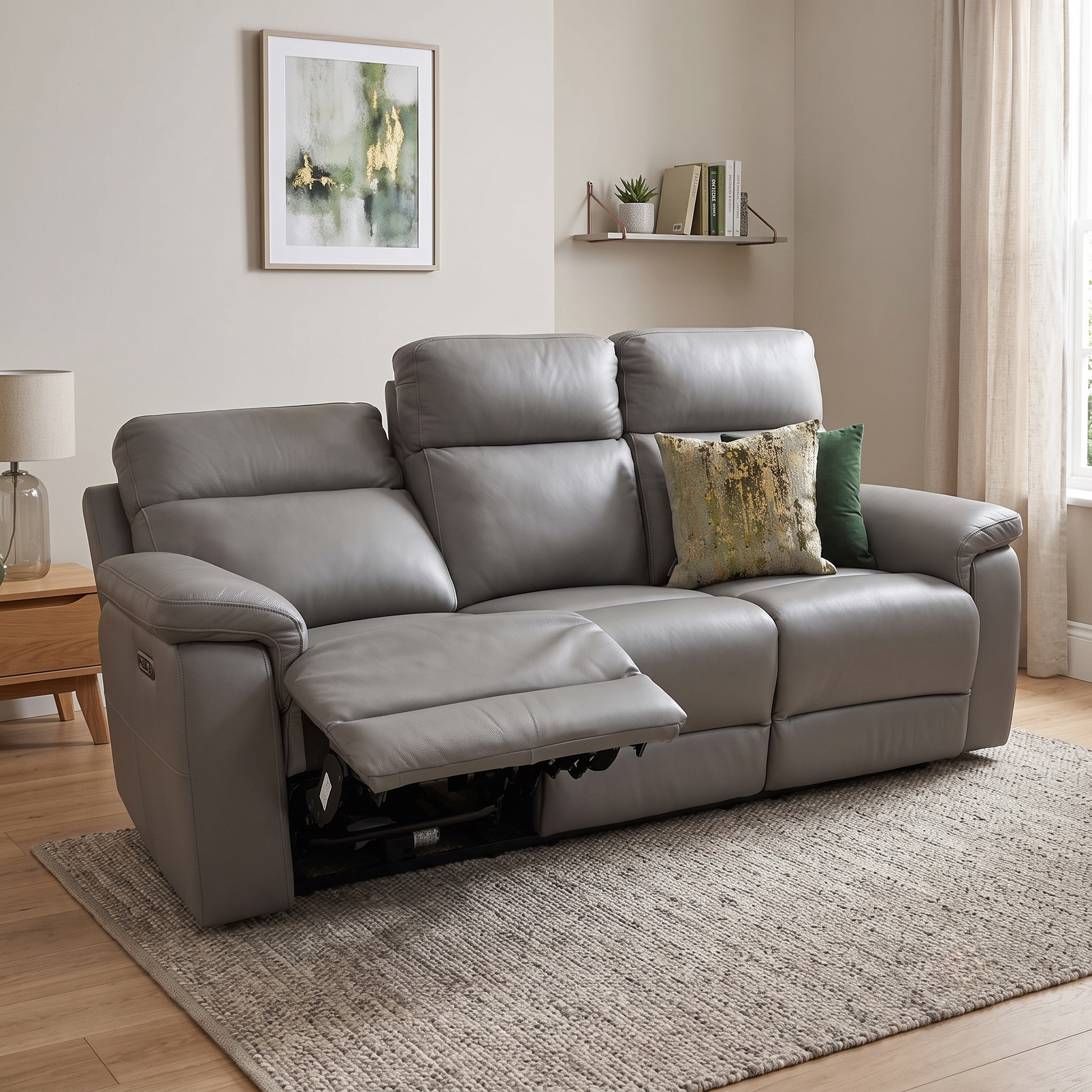 ‘Raven’ Oslo Elephant Grey Cat-40_15 Leather 3 Seater Power Recliner Sofa Furniture Village