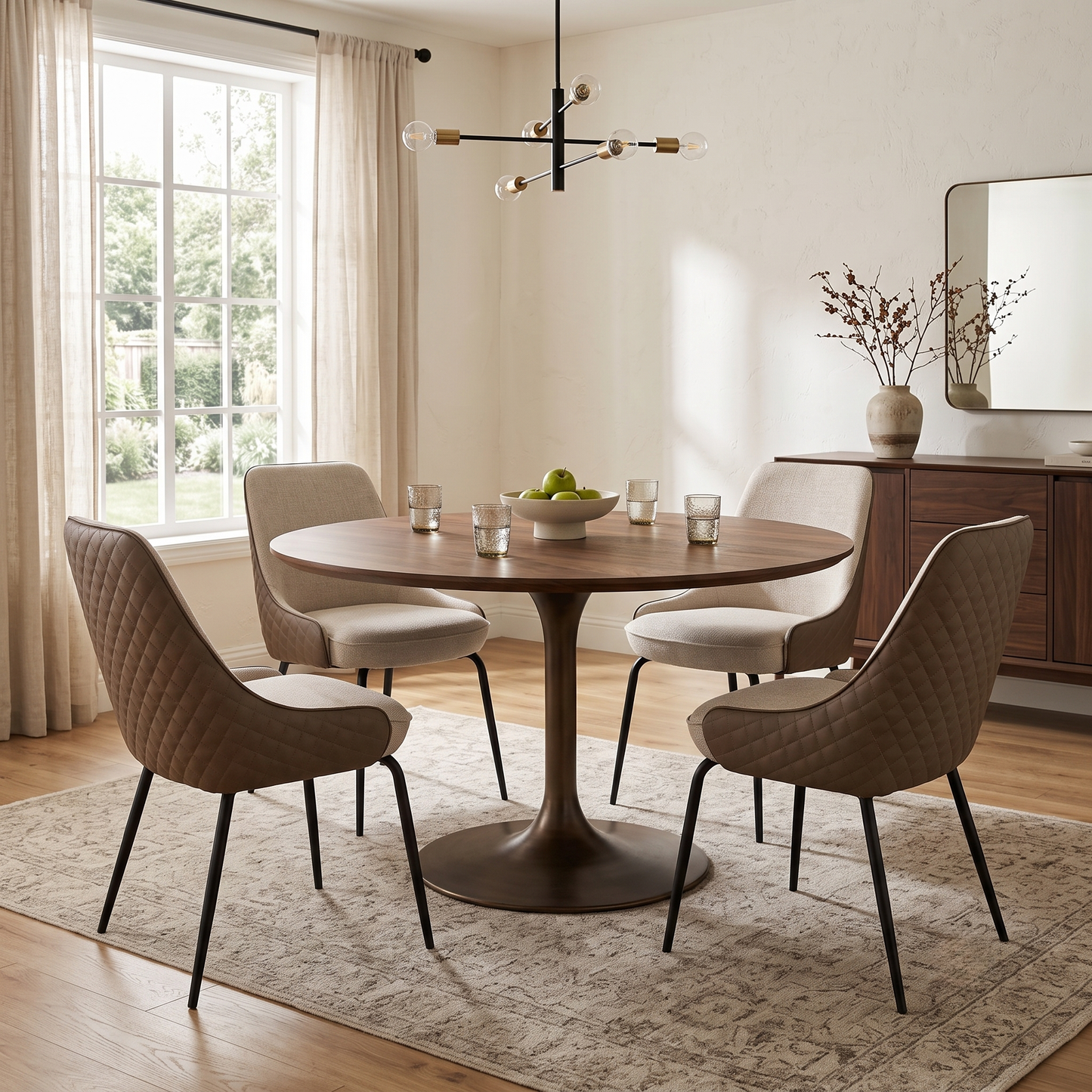 'Sadia' Biscuit Combination Dual Material Dining Chairs - Set of 4 Direct From Manufacturer
