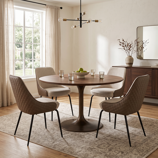 'Sadia' Biscuit Combination Dual Material Dining Chairs - Set of 4 Direct From Manufacturer