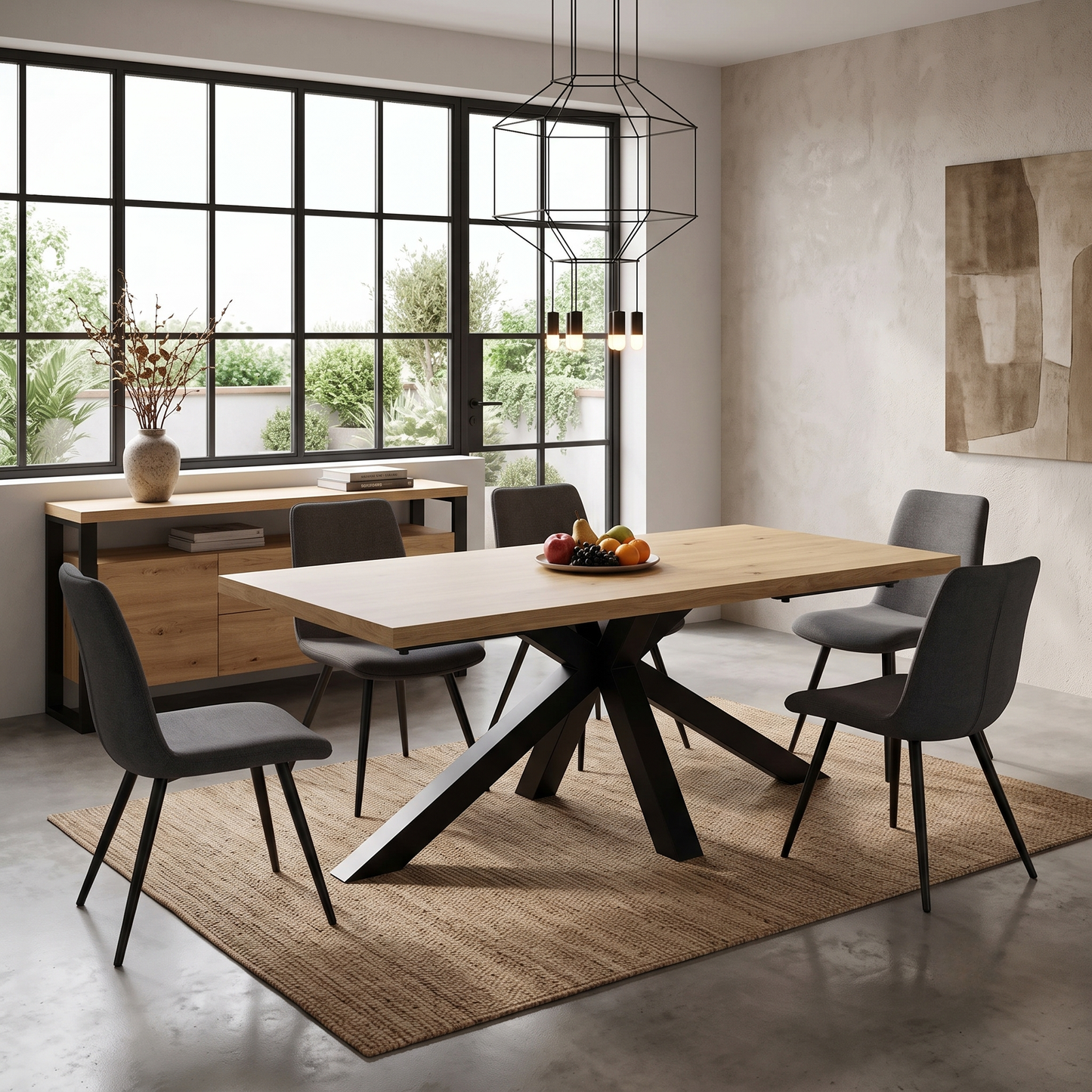 ‘Earth’ Solid Oak 180cm Star Base Dining Table Furniture Village
