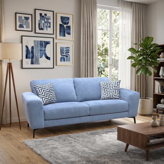 ‘Bocelli’ Shore Indigo Light Blue Fabric 3 Seater Sofa Furniture Village