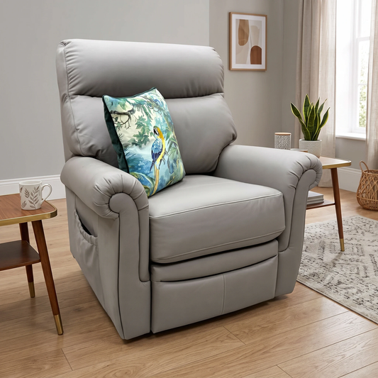 G Plan 'Avon' Grey Leather Lift and Rise Recliner Armchair Furniture Village