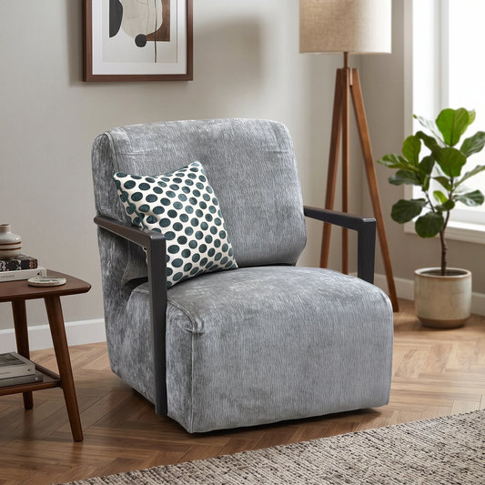 ‘Aphrodite’ California Stone Dw Grey Fabric Accent Swivel Chair Furniture Village