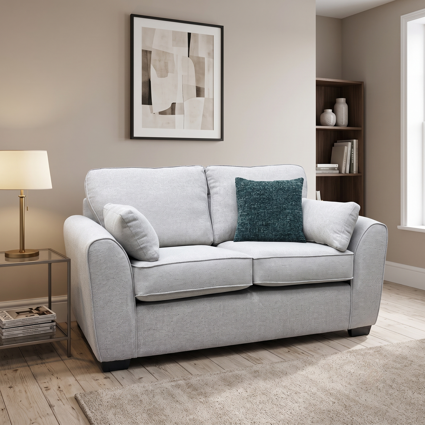 ‘Julius’ Oatmeal Fabric Formal Back 2 Seater Sofa