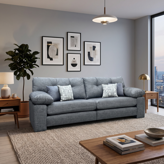 ‘Megan’ Grey Fabric 4 Seater Split Frame Sofa Very.com