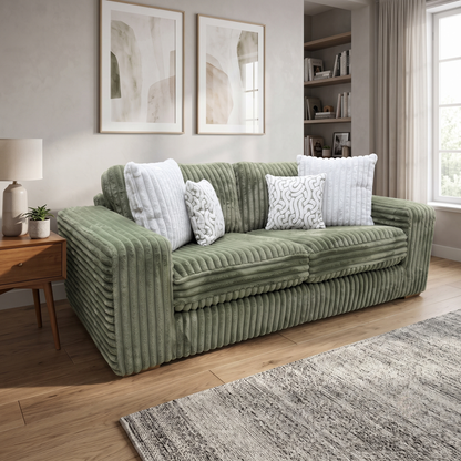 'Cosy' Olive Green Faux Fur Fabric 2 Seater Sofa Very.com