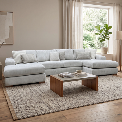 ‘Broadgate’ Stone Grey Fabric Large U-shape Modular Sofa Very.com