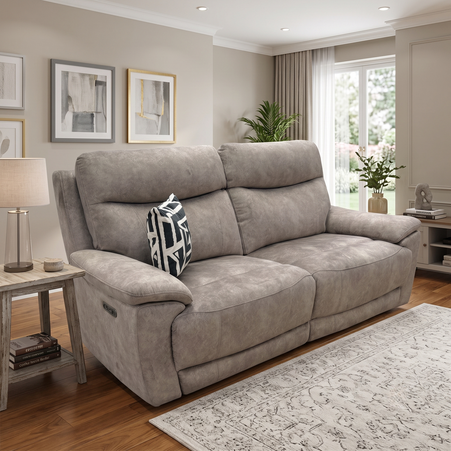 'Sloane' Charcoal Grey Velvet 3 Seater Fabric Power Recliner Sofa