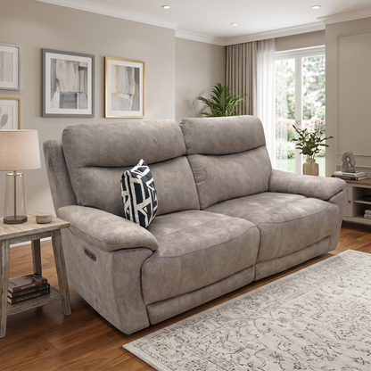 'Sloane' Charcoal Grey Velvet 3 Seater Fabric Power Recliner Sofa