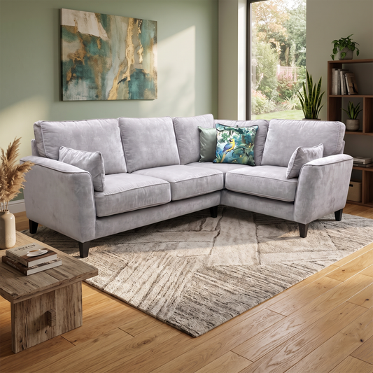 Ideal Home ‘Brondby’ Fab-Meo-R27 Pewter Grey Right Hand Facing Small Fabric Corner Sofa – view 2