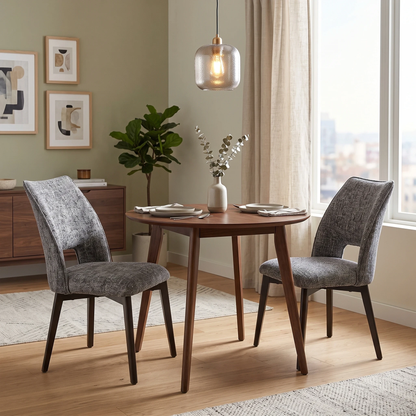 ‘Valley’ Dark Grey Fabric Dining Chairs - Set of 2