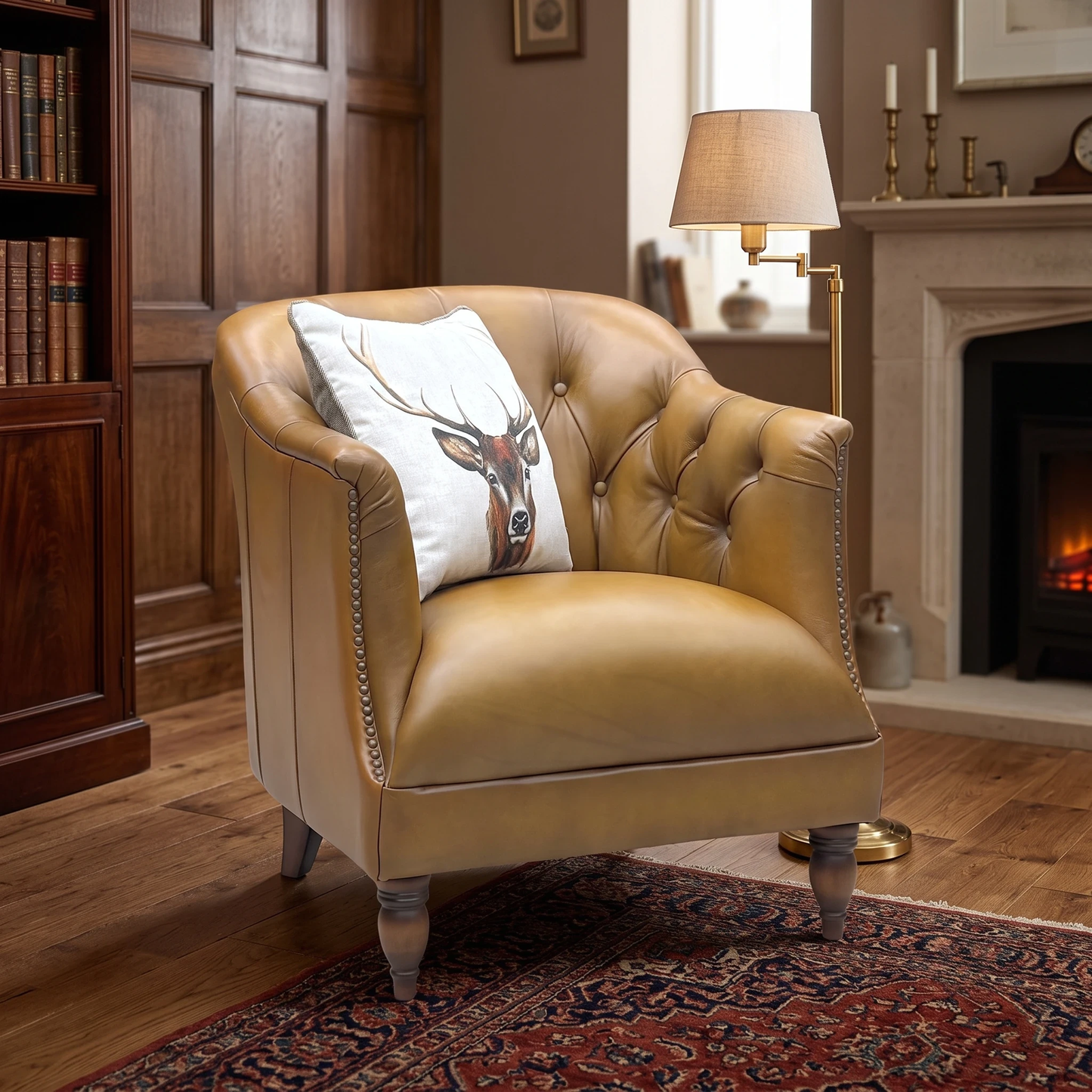 At The Helm ‘Wallace’ X3y1-1957ls Inca Brown Leather Chesterfield Tub Chair