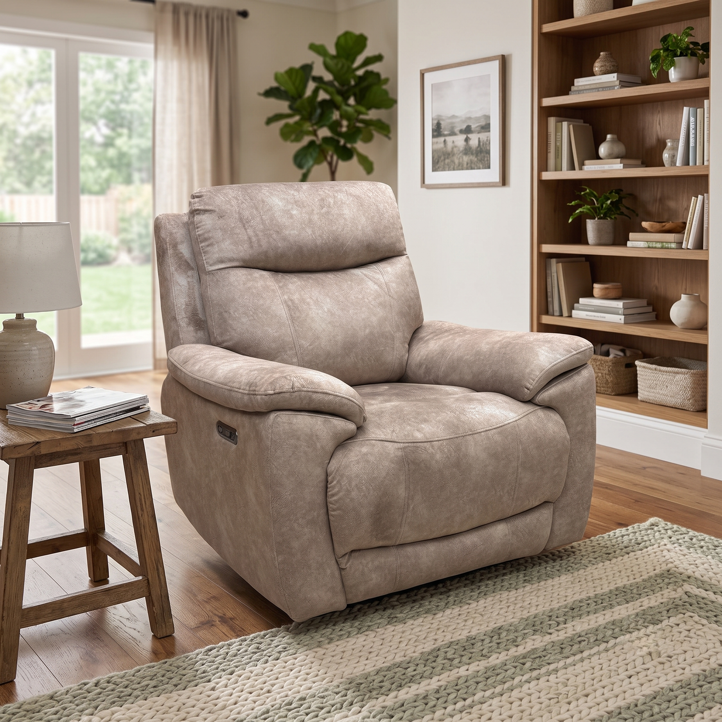 'Sloane' Marble Charcoal Grey Velvet Power Recliner Chair