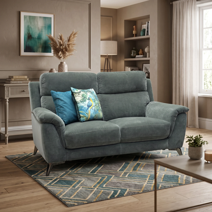 ‘Contempo’ Peacock Green Fabric 2 Seater Sofa