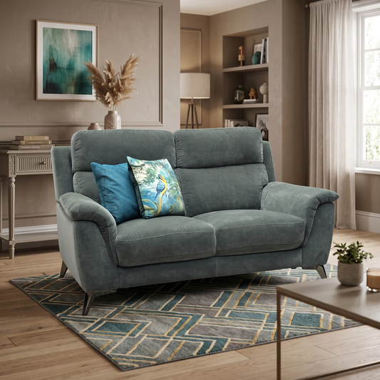 ‘Contempo’ Peacock Green Fabric 2 Seater Sofa – view 2