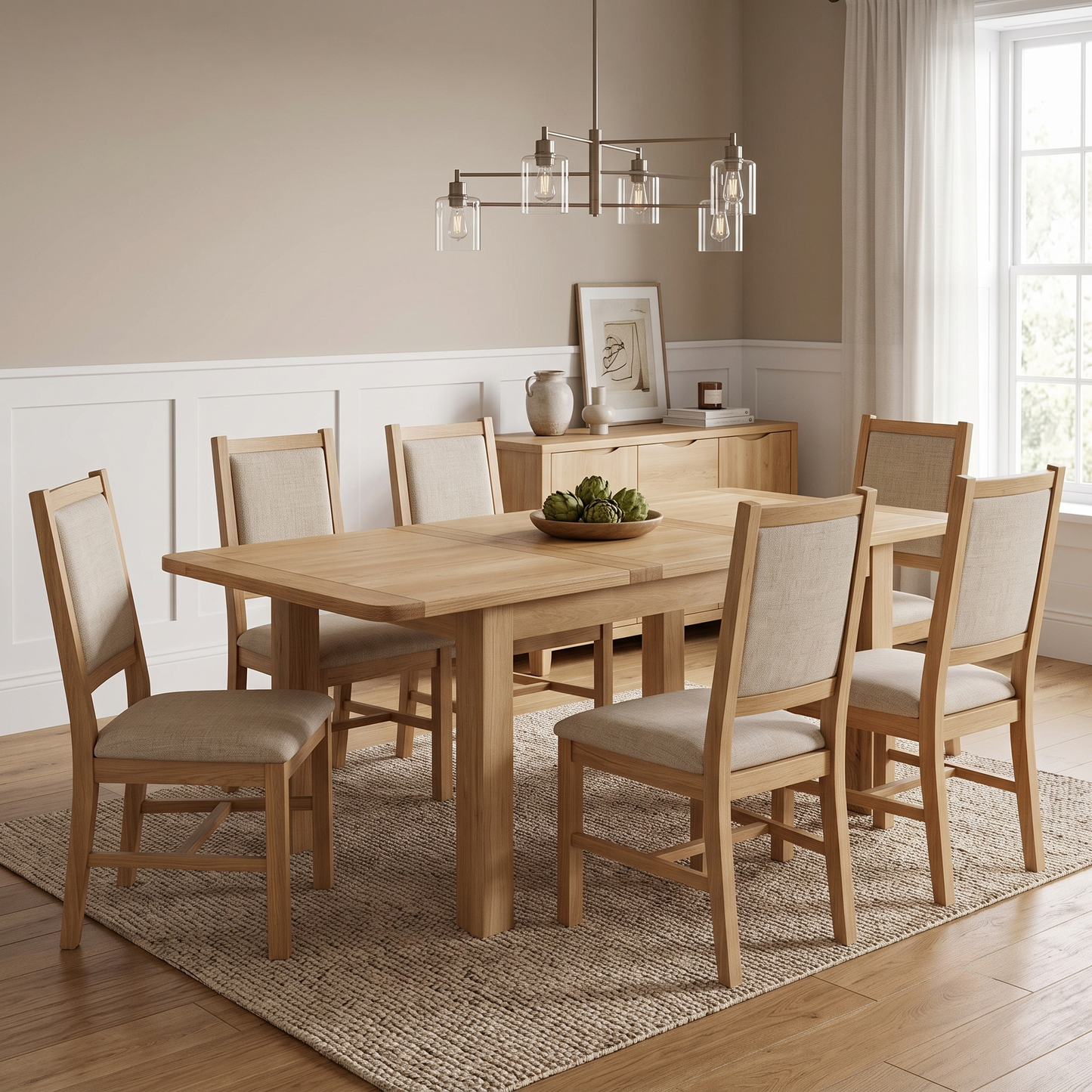 Furnitureland ‘Augusta’ Solid Oak Small Rectangular Extending Dining Table