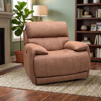 ‘Rocco’ Bfa-Blj-R05 Hazelnut Brown Fabric Power Recliner Rocker Armchair with Power Headrest – view 2
